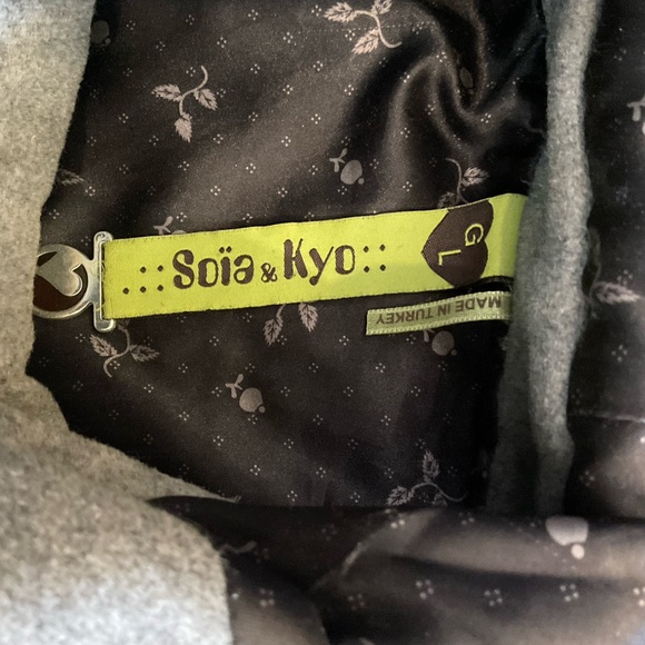 🩶💚 Soia & Kyo Wool Blend Coat Double Breasted Hooded Tagged L Fits S/M Luxury - Picture 3 of 9